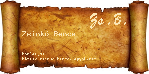 Zsinkó Bence névjegykártya